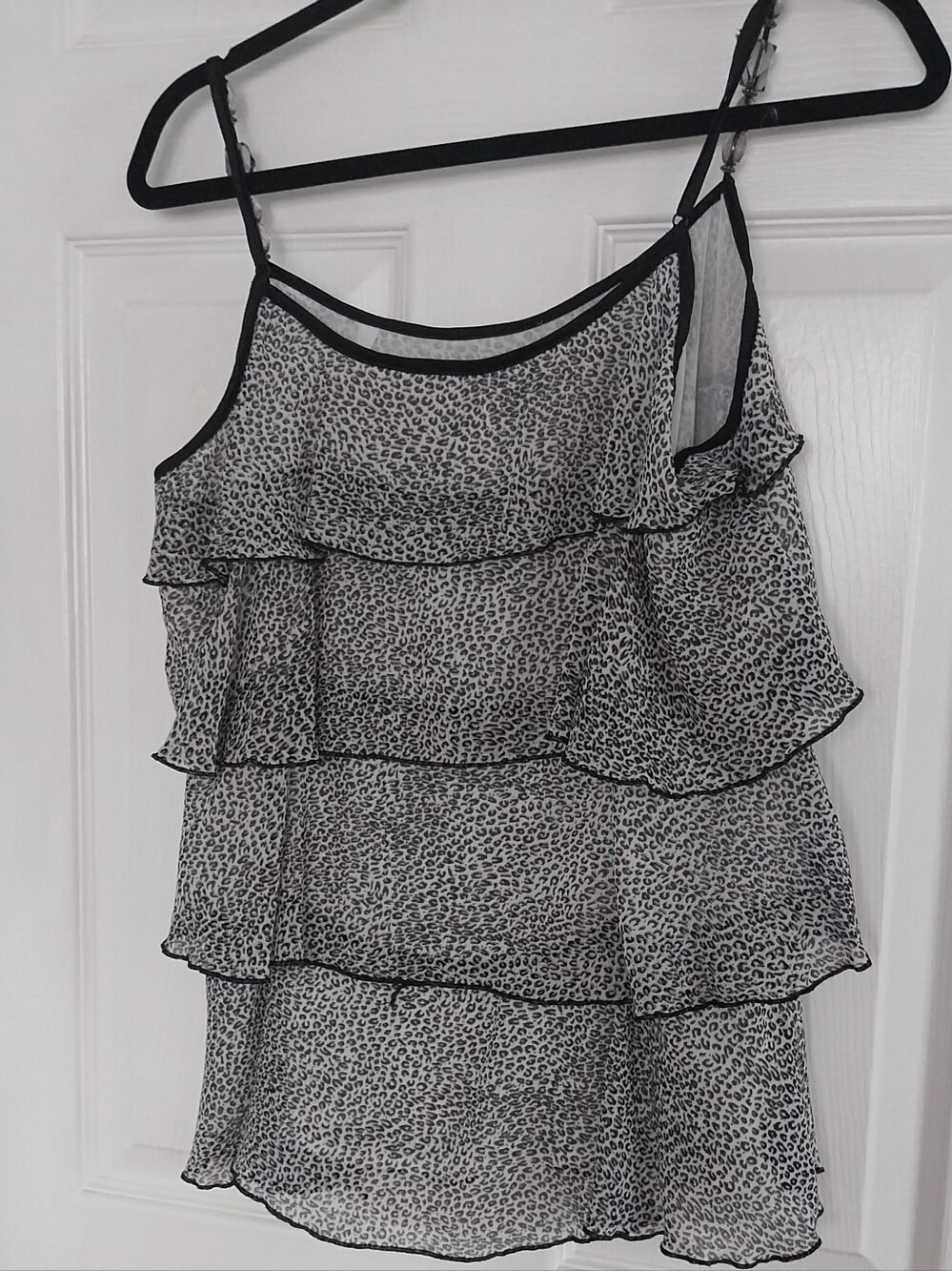 Tiered Ruffle Cami Top - Black and White